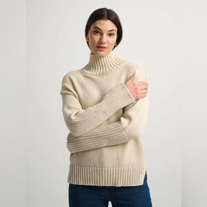White+Warren core spin cotton high rib turtleneck 20492 natural